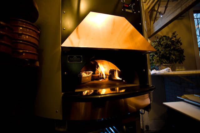 The gas assisted wood burning oven.
